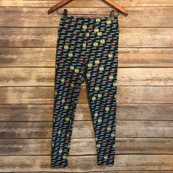 LULAROE OS Leggings Navy Blue World & Lightning - Picture 3 of 5